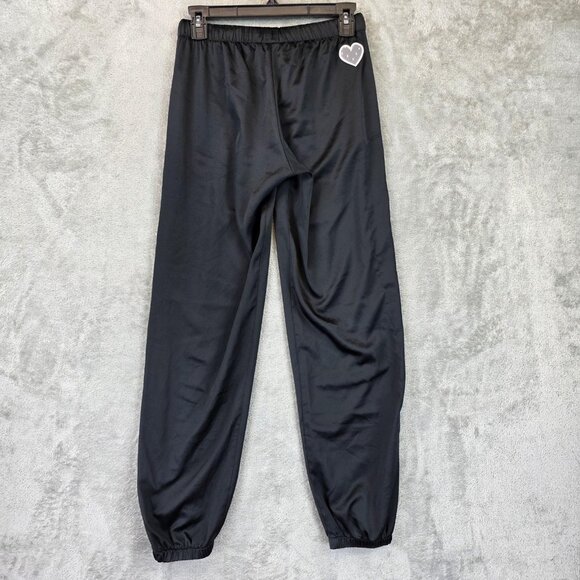 Victoria's Secret Jogger Pants Womens XS Black White Piping Heart Patch Lounge - Picture 8 of 13